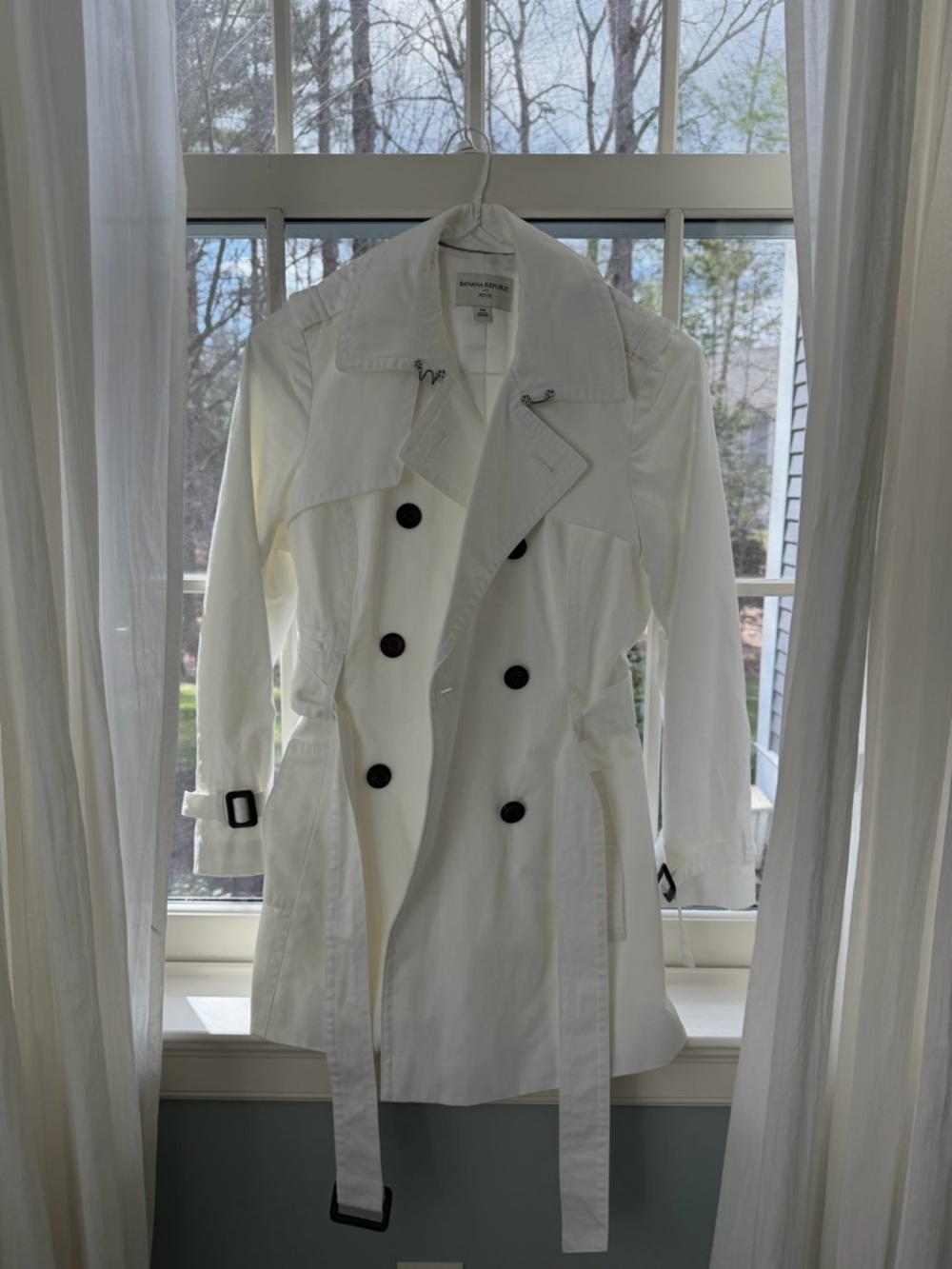 Banana Republic White Double-Breasted Trench Coat